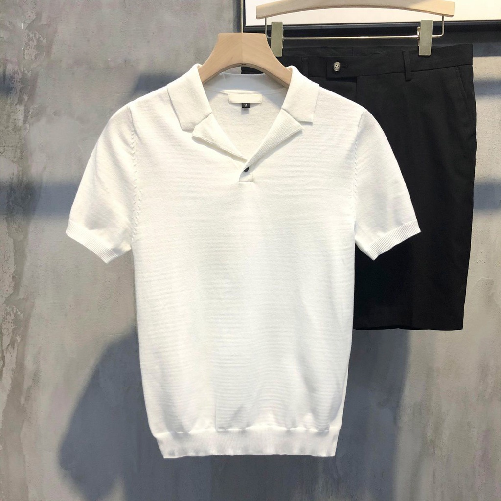 Áo Thun Polo Ngắn Tay Cổ Chữ V Màu Sắc Đơn Giản Dành Cho Nam