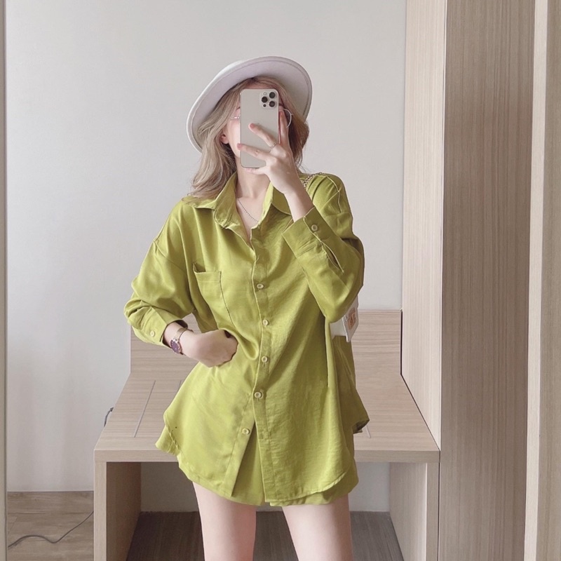 Bộ sơmi đũi tay dài quần đùi Du Lịch và đi chơi S4