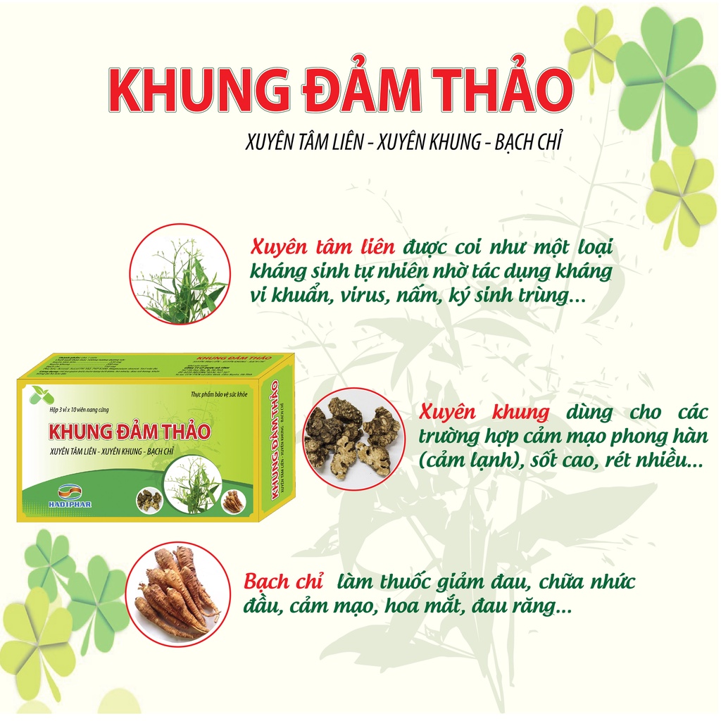 Viên uống xuyên tâm liên Khung đảm thảo hỗ trợ cảm cúm giảm ho đau rát họng (30 viên)