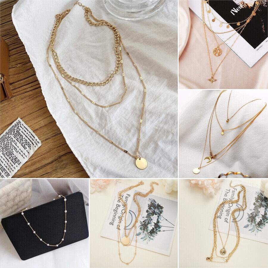 Vòng cổ Nhiều Lớp Đính Ngọc Trai Phong Cách Boho