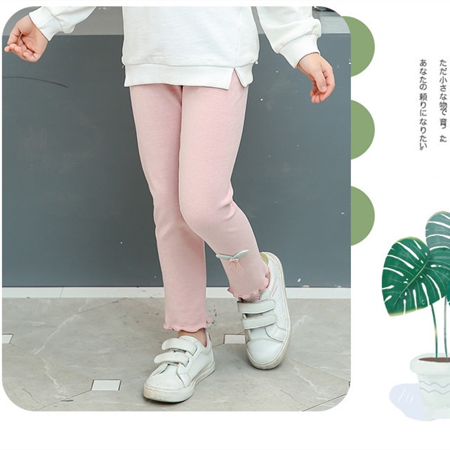 [LF.VN] Quần Legging Co Giãn Phối Ren Xuân Thu Cho Bé Gái Dralon 100-150cm