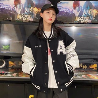 Áo Khoác Bomber Nam Nữ Unisex Varsity Jacket form rộng chất nỉ Phối Tay Chữ A Túi Trước G058 - HT STORE