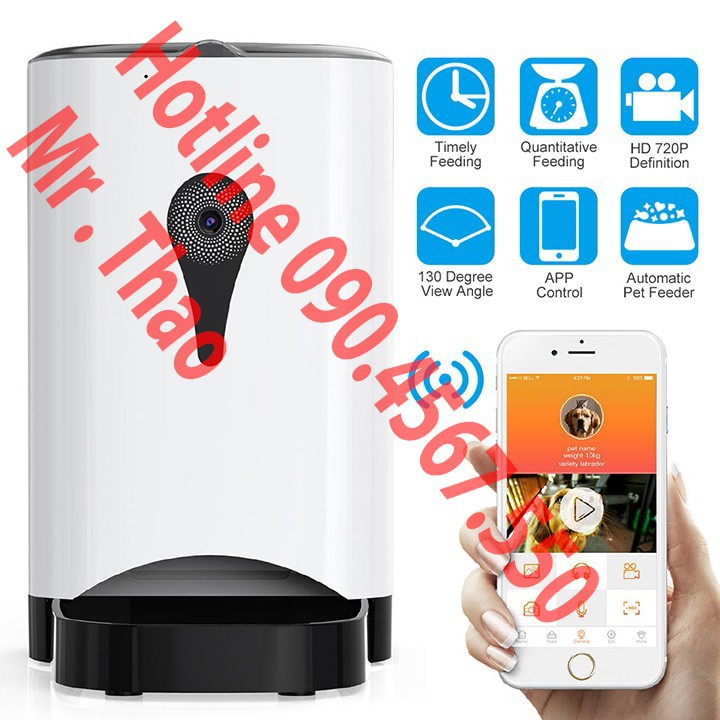 Hộp đựng thức ăn cho Chó Mèo, Tự Động,Điều khiển qua Điện Thoại 3G Wifi, Pet Feeder - Máy tự động cho Thú Cưng ăn