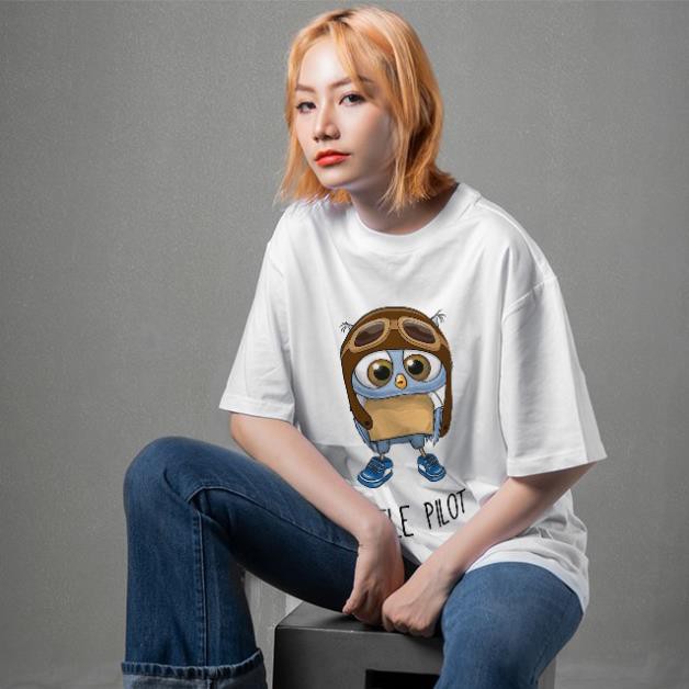 Cim cú mèo làm phi công - Áo Thun Nữ Cotton - Áo Tay Lỡ