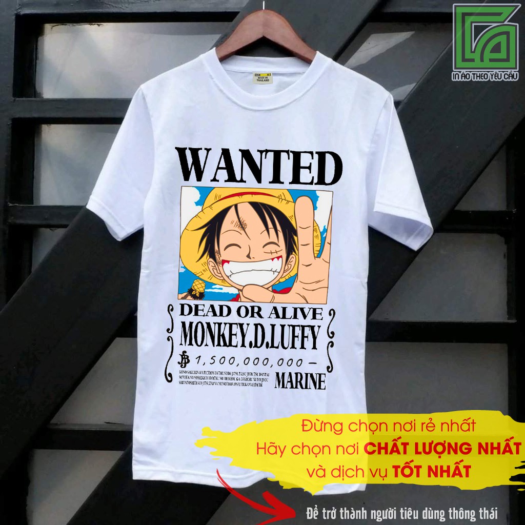 3 Mẫu Áo Thun One Piece Wanted Luffy ACE SABO Bounty 1 Tỉ 500 Triệu Beli Có Nhiều Mẫu S257