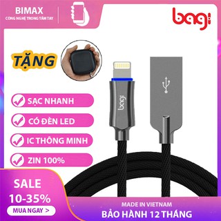 Dây Cáp Sạc Có Đèn LED Bagi Sạc Nhanh Bọc Dù Siêu Bền Dài 1.2m - IZ120