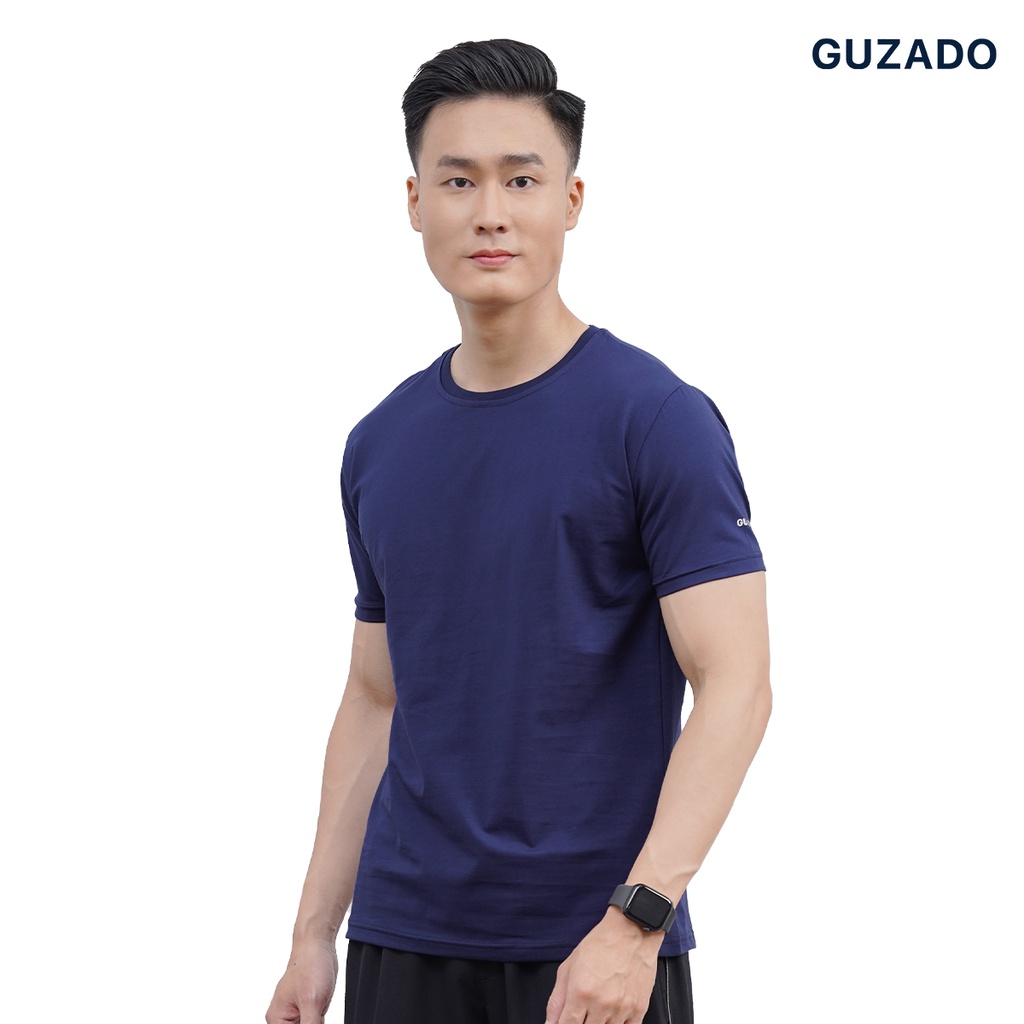 Áo Phông Nam Guzado Cổ Tròn,Tay Ngắn Trơn, Chất Liệu Cotton Chuẩn,Kiểu Dáng Basic Dễ Phối Đồ, Mẫu Mới nhất 2021