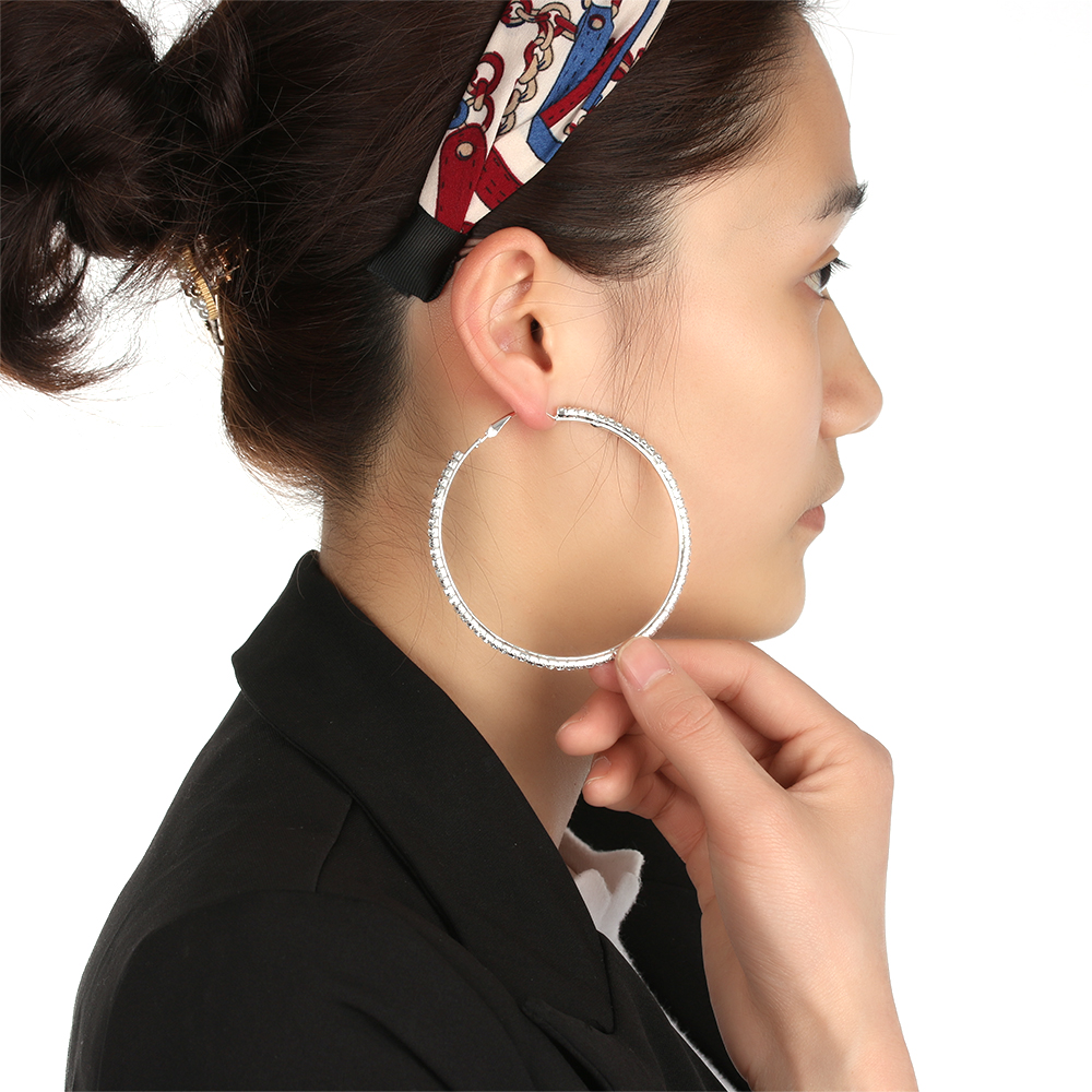 Khuyên Tai Tròn Đính Đá Nhiều Màu Thời Trang Cho Nữ