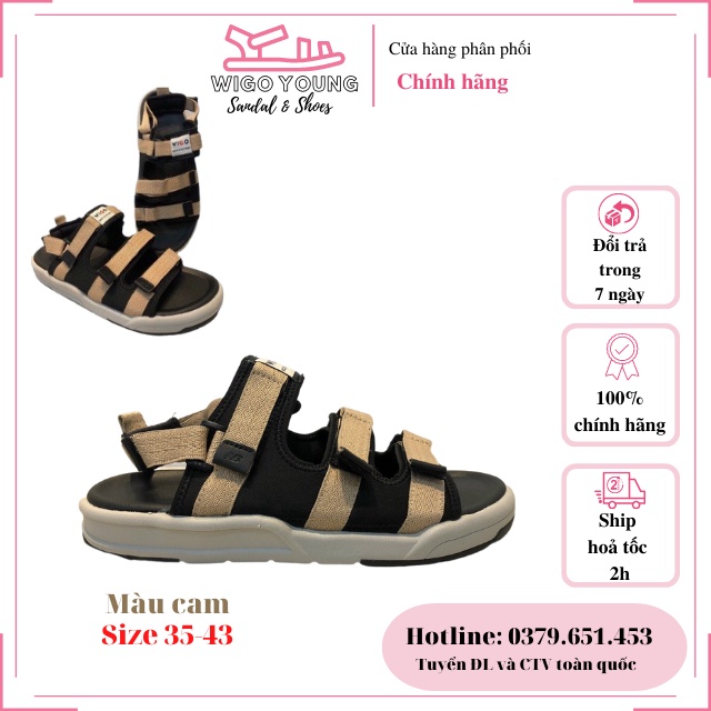 Giày Sandal 3 Quai Nam Nữ Học Sinh Sinh Viên Đi Học, Đi Chơi Đế Cao Su, Dép Có Quai Hậu, Dây Dù Full Size -Wigo Young