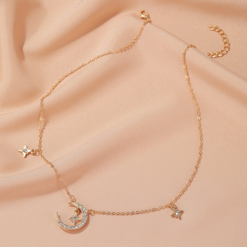 Vòng cổ choker mặt trăng và ngôi sao đính đá thời trang cho nữ