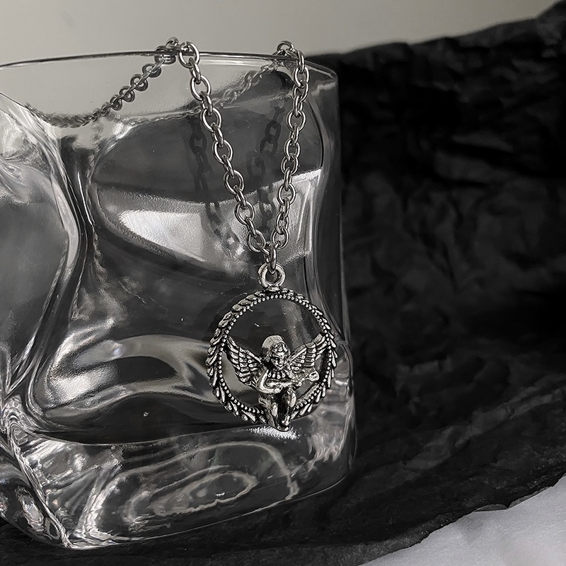 Vòng cổ thép titan mặt thiên thần Cupid phong cách Âu Mỹ