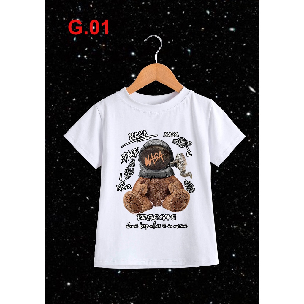 áo thun nữ bé gái mẹ và bé tay ngắn in gấu form rộng đẹp cá tính