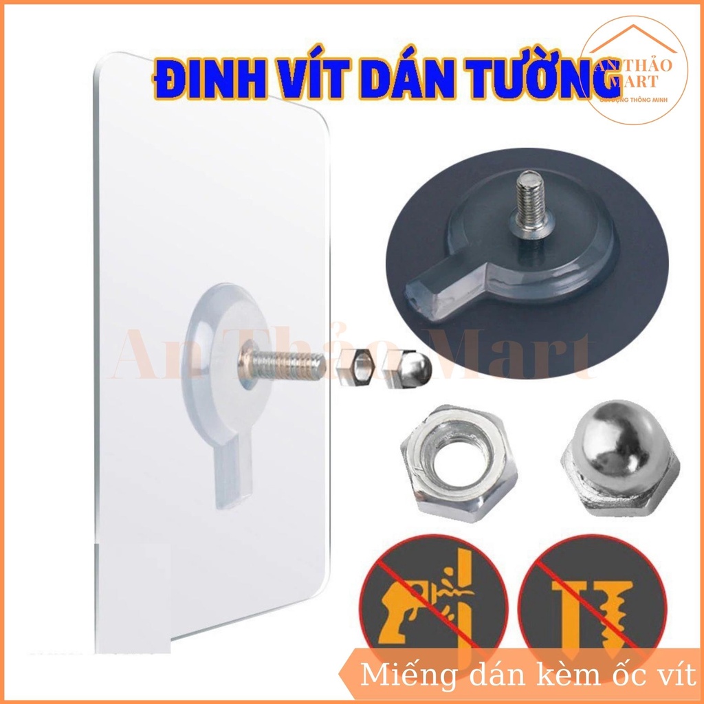 Miếng Dán Tường Kèm Ốc Vít Để Treo Đồ, Gắn Giá, Kệ Nhà Tắm