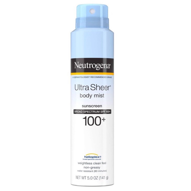 Xịt Chống Nắng Neutrogena Ultra Sheer Body Mist Sunscreen Broad Spectrum SPF 100+ 141g