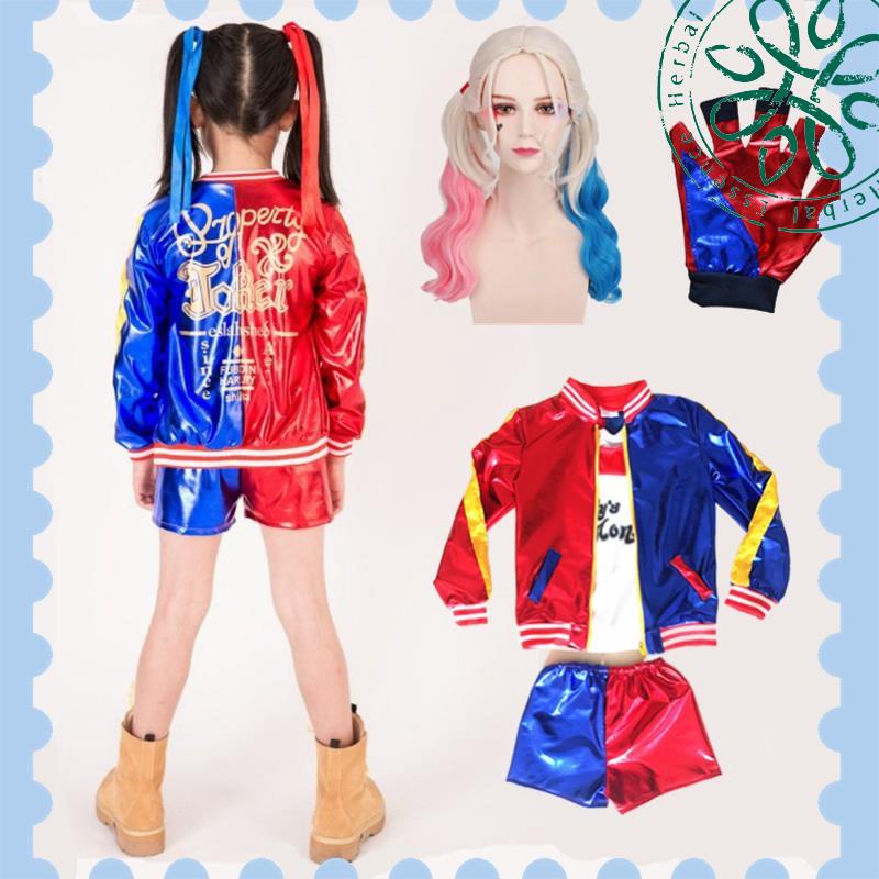 Bộ áo khoác + áo thun + quần short + găng tay hóa trang nhân vật Harley Quinn Suicide Squad (có bán lẻ)