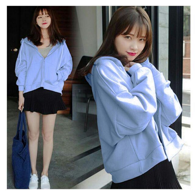 Áo khoác HOODIE Nữ trơn dây kéo (Có Bigsize)