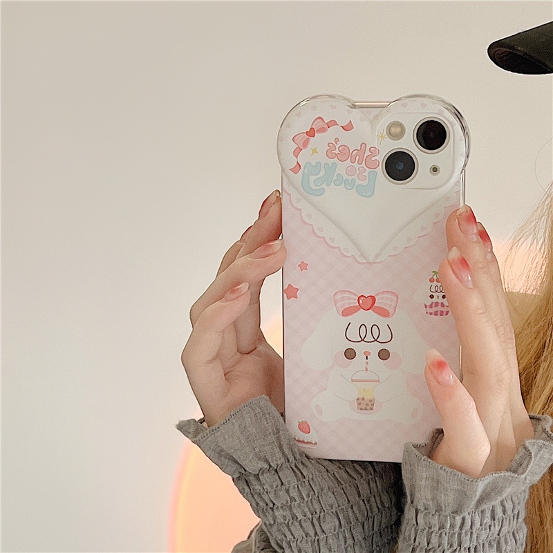 Ốp lưng iphone Ốp Điện Thoại Hình Thỏ Trái Tim Lớn Cho iphone 11/12Pro xs/7/8/Pro/Max/Mini Dinuo case
