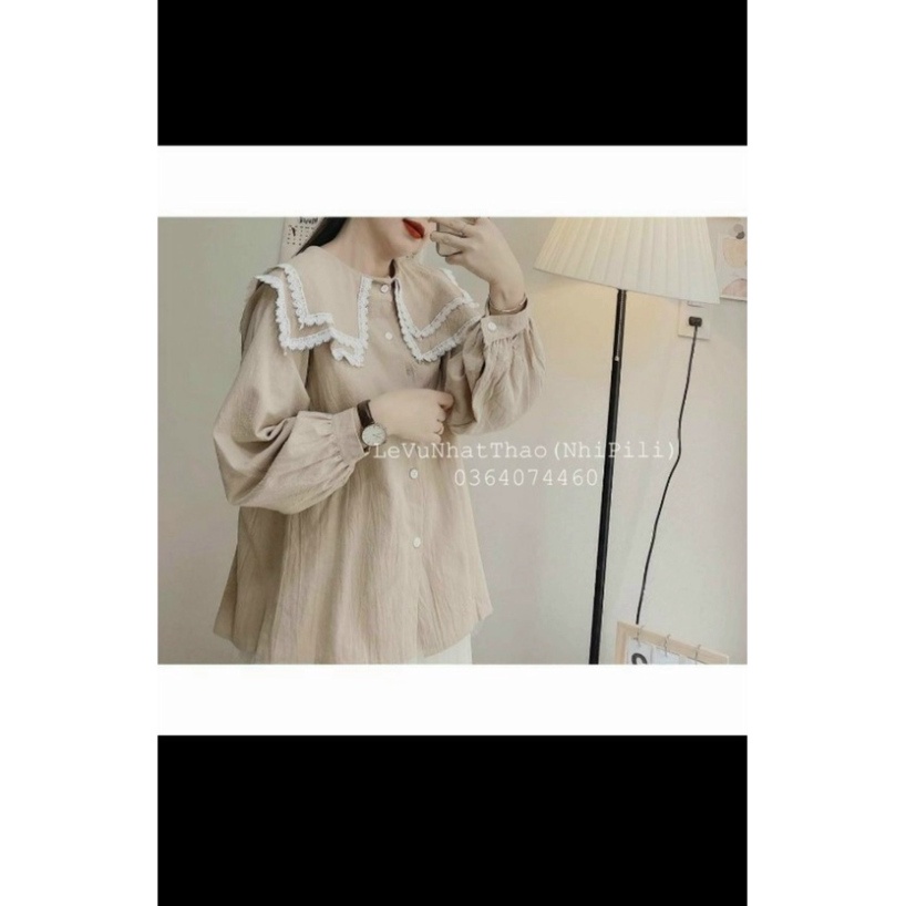 Áo babydoll viền ren 2 lá bèo A0400 vintagevn