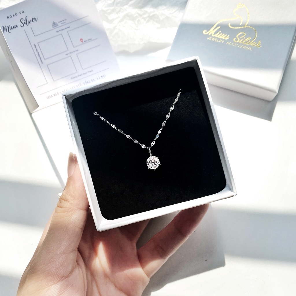Dây chuyền bạc nữ Miuu Silver mặt đá 6 trấu Miris Necklace