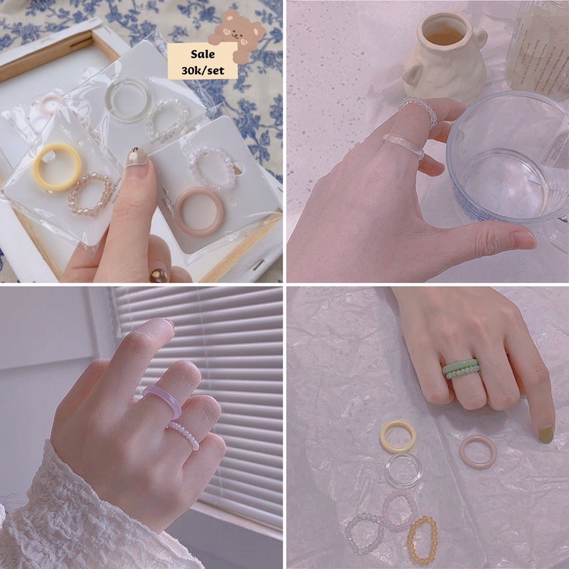 Set nhẫn phale màu pastel