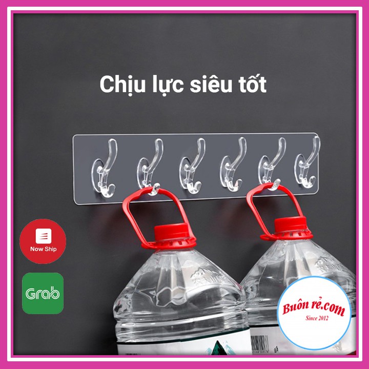 Thanh Treo Đồ Dán Tường 6 Móc Liền Mạch Trong Suốt Siêu Chắc 00992