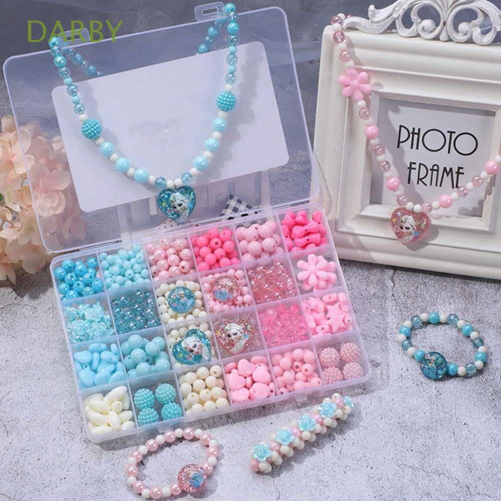Bộ Hạt Xâu Vòng Tay Dây Buộc Tóc Kiểu Hoạt Hình Dễ Thương Cho Bé Gái