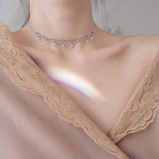 S925 Bạc zircon Gợi Cảm Xương Đòn Vòng Cổ Đơn Giản Nữ Trang Sức Đảng