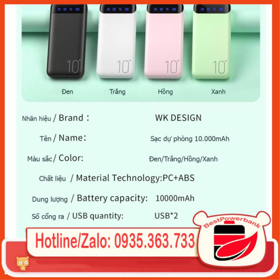 ⚡2 Năm Bảo Hành⚡Sạc Dự Phòng Tích Hợp Màn Hình LED Remax WK-161 10000mAh Chính Hãng | BigBuy360 - bigbuy360.vn