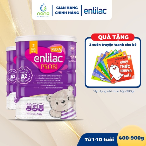 Sữa Bột Cho Bé Thấp Còi, Chậm Lớn ENLILAC Probi Protein A2 Pedia Giúp Ăn Ngon Tiêu Hoá Tốt 900g/Lon