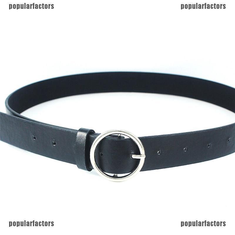 Thắt Lưng Da Khóa Tròn Kim Loại Thời Trang