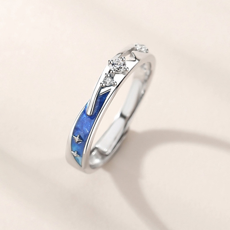 Set 2 Nhẫn Cặp Hình Sao Biển / Trái Tim Đơn Giản Màu Xanh Dương Cho Gia Đình