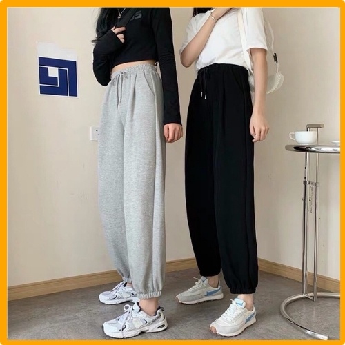 Quần Jogger- Quần Bom Bo Gấu Unisex Thể Thao Ống Rộng phong cách Ulzzang Cá Tính Chất Nỉ Da Cá trẻ trung Năng Động