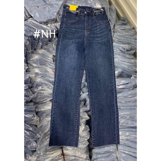 Quần jeans suông giãn pha xích oze