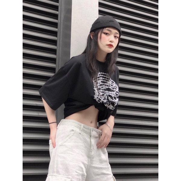 Áo thun Cotton HipHop Oversized ngắn tay không cổ nam nữ Unisex “ Chest Tee” Localbrand