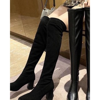 Boot đùi nữ lót lông đen (2 loại da PU và da lộn)