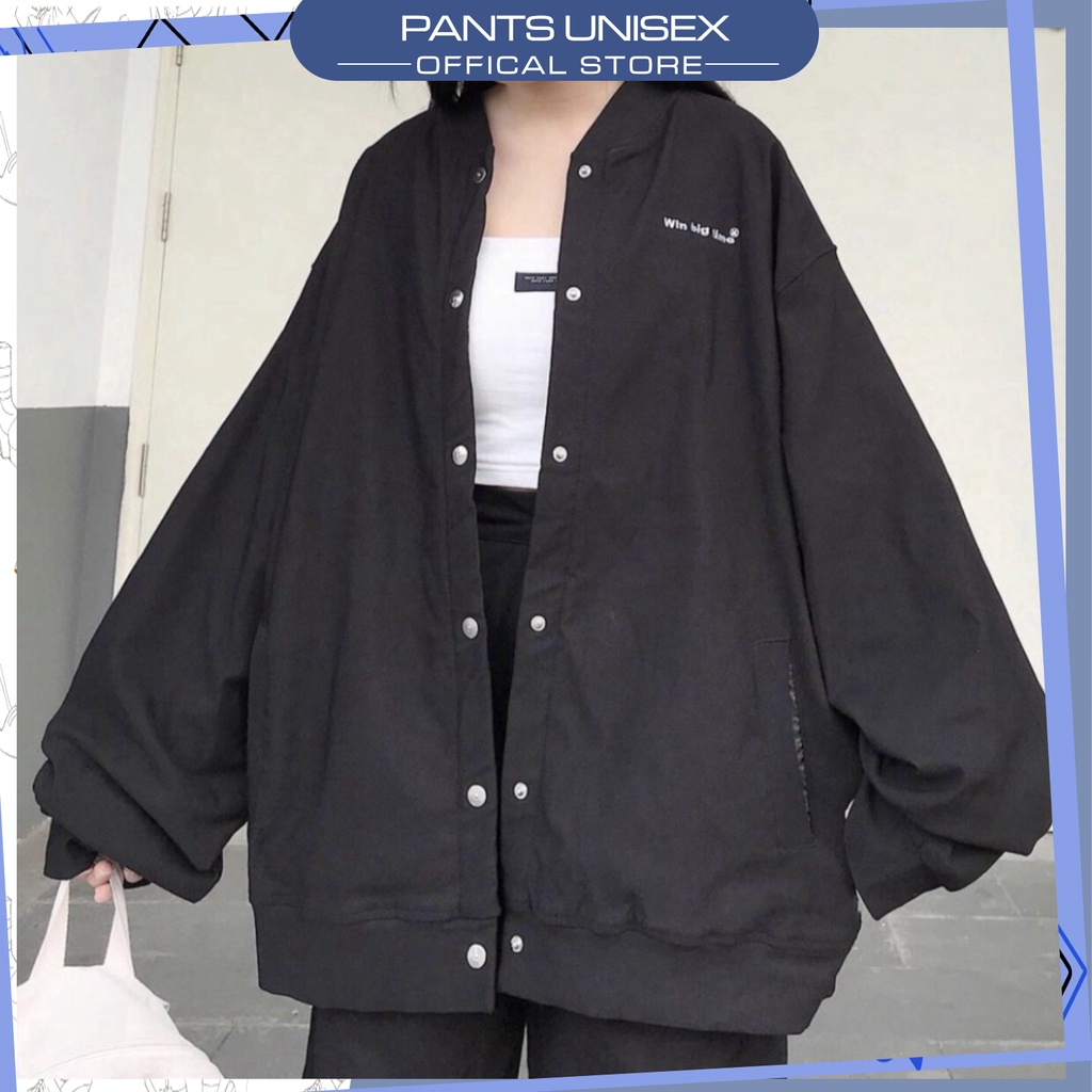 ⚡ Áo Khoác Kaki BOMBER WIN BIG TIME Ulzzang Unisex đen/be Pantsunisex ✨