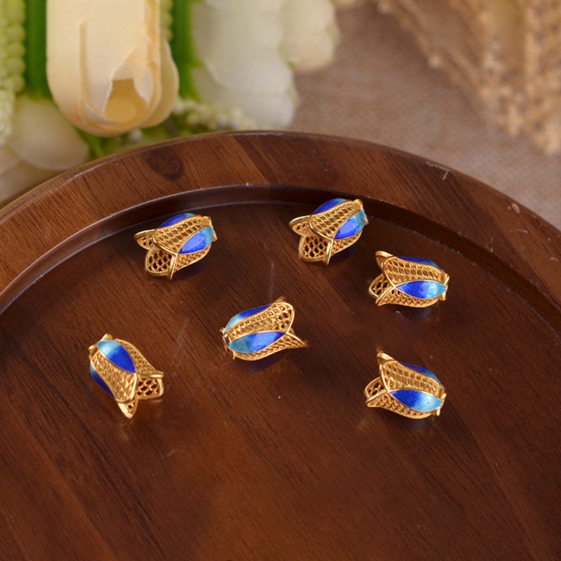 Phiến chụp dạng charm kim loại sơn màu  men 20*9mm nguyên liệu làm trâm làm trang sức cổ trang cosplay cổ phục