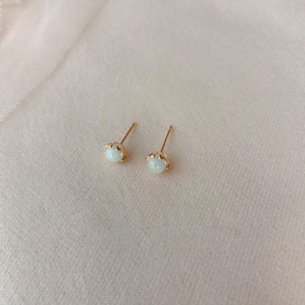 Bông Tai Xỏ Đính Ngọc Lục Bảo Thiết Kế Đơn Giản Thời Trang Cho Nữ|Khuyên Tai Thời Trang Thanh Lịch|Bông Tai Nhiều Màu Sắc Phong Cách Hàn Quốc Xinh Xắn Cho Nữ