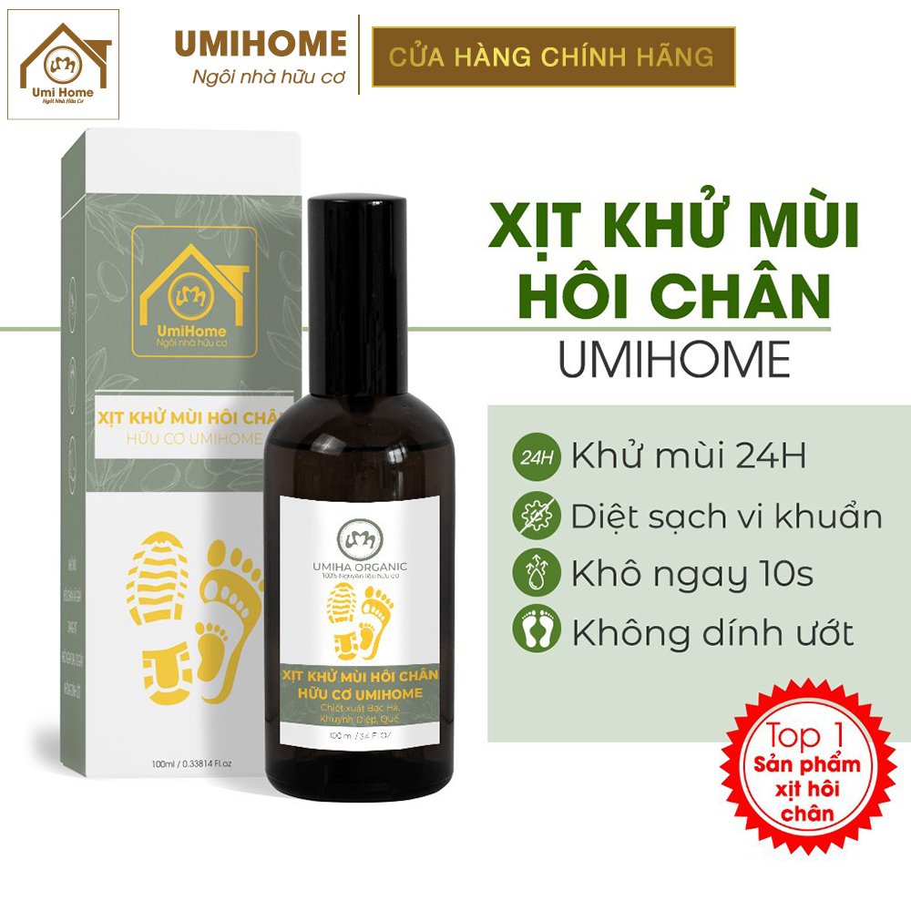 Khử mùi hôi Chân hữu cơ UMIHOME (50/100ml) | Dùng xịt ngăn mồ hôi chân loại bỏ mùi giày và vi khuẩn hiệu quả