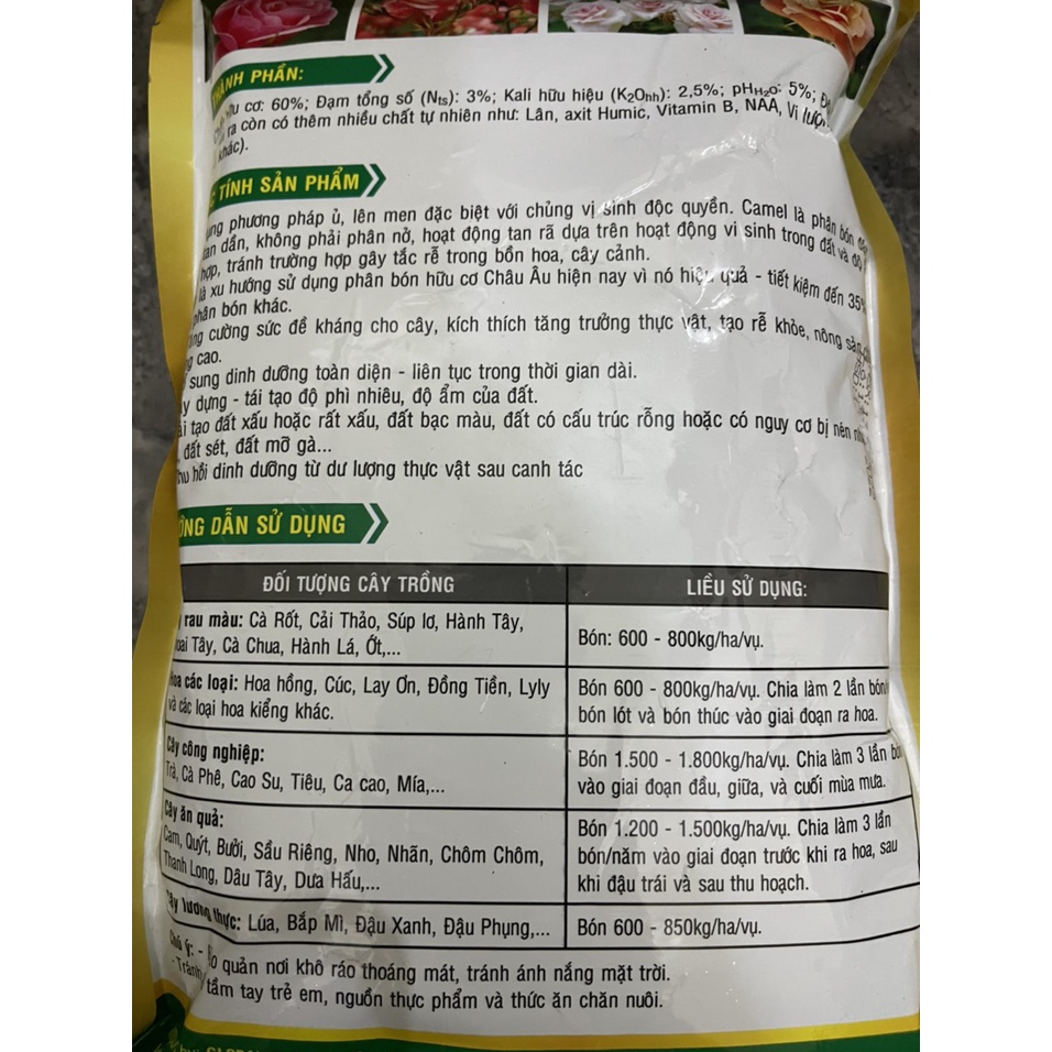 Phân bón hữu cơ Organic chuyên hoa hồng và cây cảnh Camel Vinaf - Cứng cây, siêu hoa, bật mầm, mượt lá
