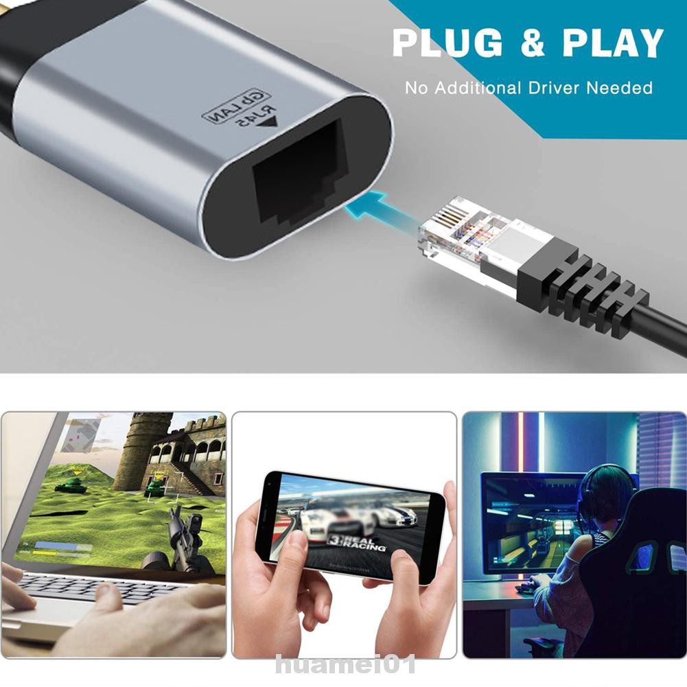 USB C To Ethernet Adapter Aluminum Alloy Travel Games Type-c Computer Use 1-Gigabit For Thunderbolt 3