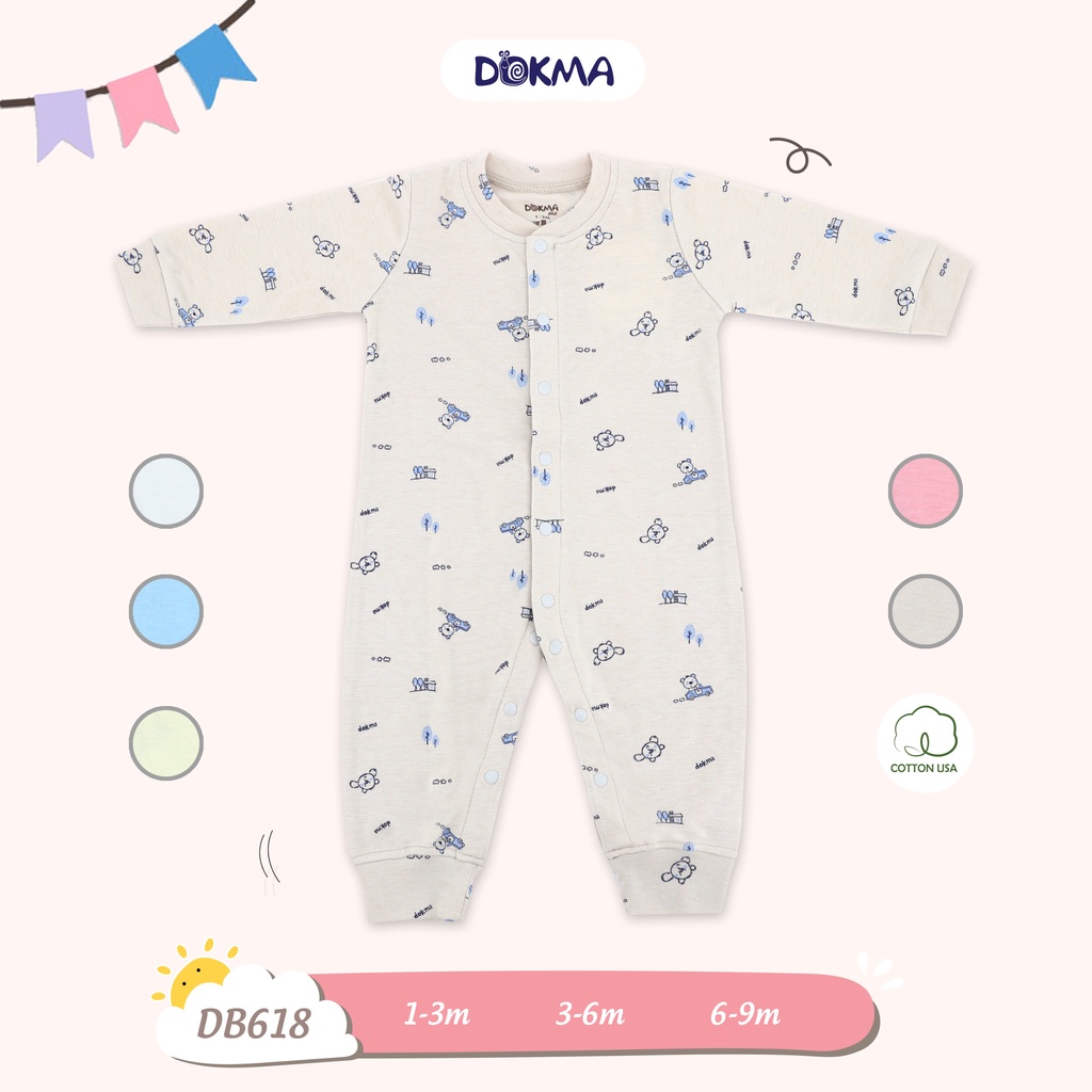 Body cài giữa dài tay cotton Dokma DB618