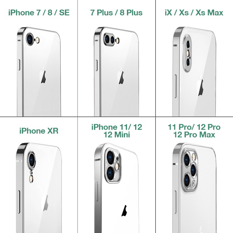 Vỏ điện thoại viền thẳng cổ điển cho iPhone 11 12 Pro Max Mini XR X Xs Max Vỏ bọc TPU mềm cho iPhone 7 8 Plus SE 2020 Vỏ bảo vệ ống kính đầy đủ