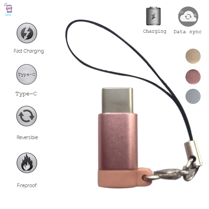 MG 2 Pcs USB Type C to Micro USB Adapter Aluminum Convert Connector with Keychain for Samsung Galaxy S8 Macbook @vn