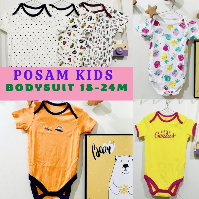 (Chọn mẫu)(Size 18-24m) Bodysuit, body chip cộc tay cho bé trai bé gái, hàng xuất xịn - PoSam Kids