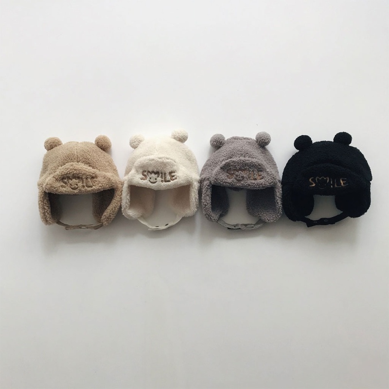 Mũ Beanie Vải Cotton Mềm Mại Dày Dặn Giữ Ấm Mùa Đông Cho Bé