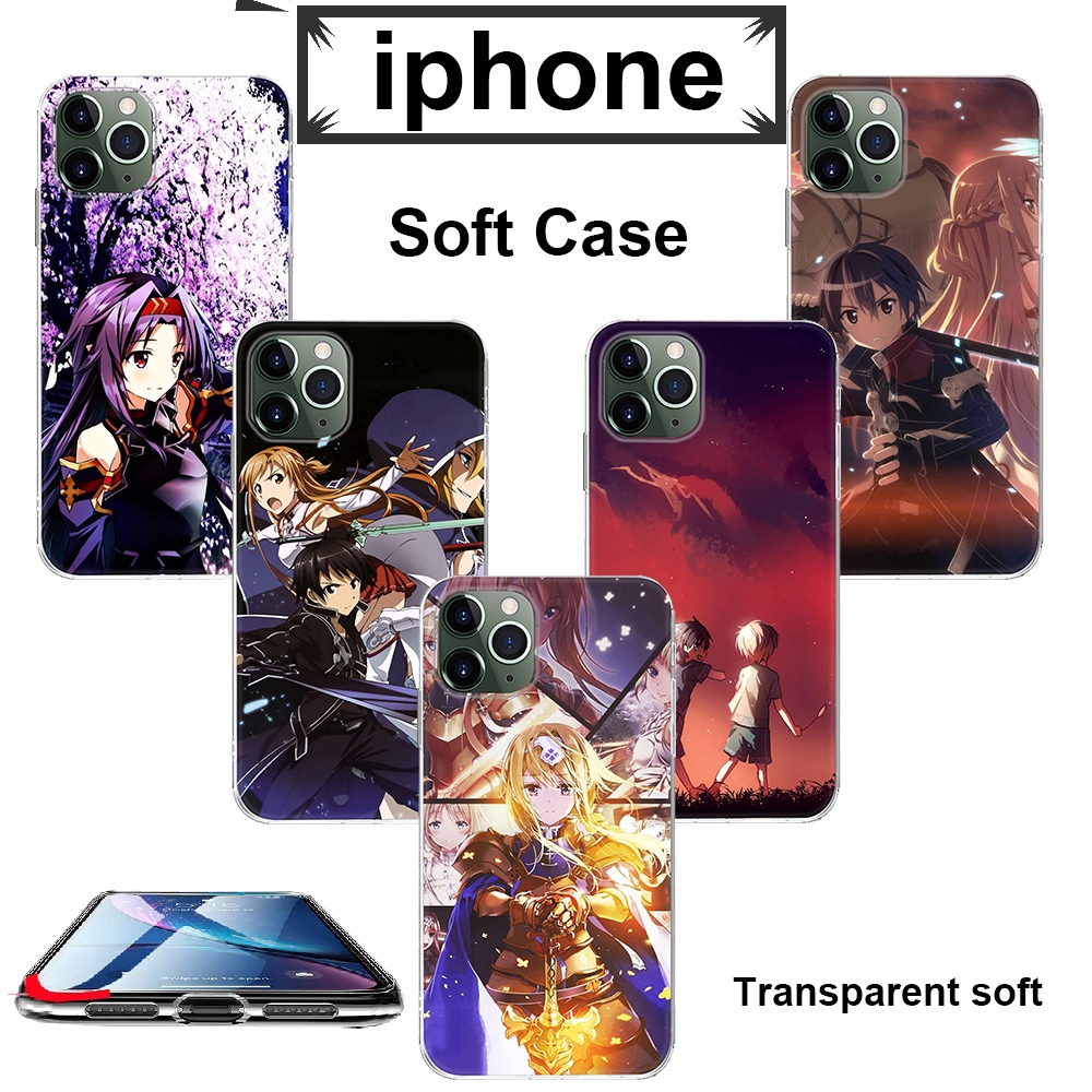 Ốp lưng silicone họa tiết hoạt hình Sword Art Online cho iPhone XR X Xs Max 8 7 6s 6 Plus 5 5s New SE