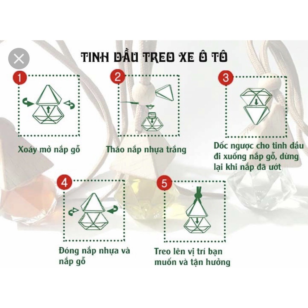 Tinh dầu hoa nhài treo xe ô tô, treo phòng - Nắp vuông