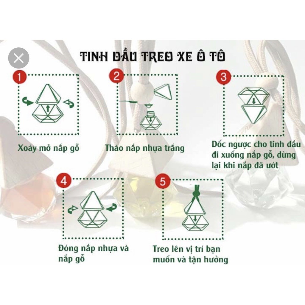 Tinh dầu hoa nhài treo xe ô tô, treo phòng - Vuông vàng