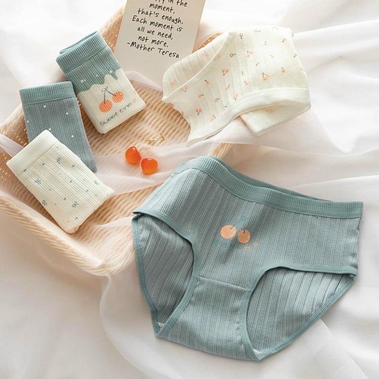 Quần Lót Nữ Cotton Tăm Tre Kháng Khuẩn 4D Họa Tiết Cherry Ciu Ciu - Lady